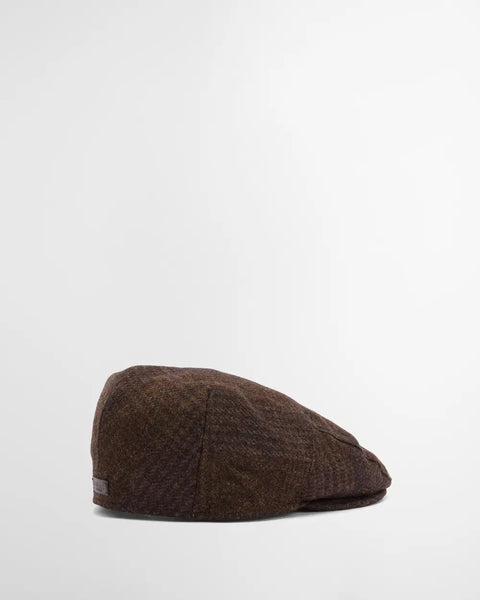 Barbour Brown Deveron Tweed Flat Cap - Wool, Tweed, Polyester, Satin, Made In England - Alternate View