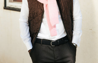 Alberto brown herringbone Lou 1446 Trouser — back view