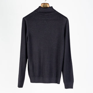 Gran Sasso Anthracite Double-Thread Merino Wool Turtleneck Sweater - Made in Italy