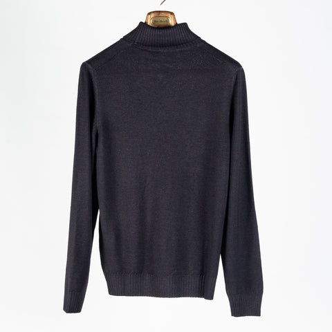 Gran Sasso Anthracite Double-Thread Merino Wool Turtleneck Sweater - Made in Italy