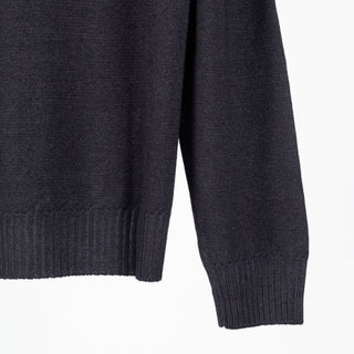 Gran Sasso Anthracite Double-Thread Merino Wool Turtleneck Sweater (back view)