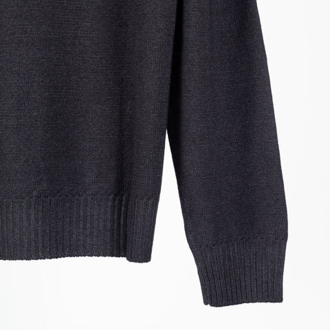 Gran Sasso Anthracite Double-Thread Merino Wool Turtleneck Sweater (back view)