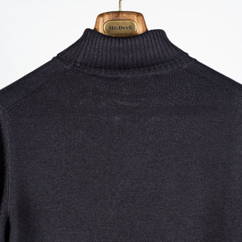 Gran Sasso Anthracite Double-Thread Merino Wool Turtleneck Sweater (on model)