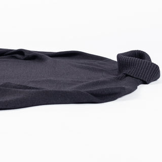 Gran Sasso Anthracite Double-Thread Merino Wool Turtleneck Sweater - Made in Italy (buttonhole detail)