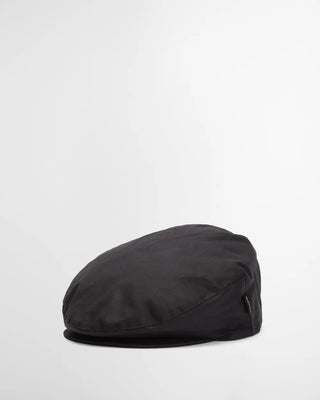 Barbour Black Cheviot Waxed Flat Cap - Wool, Cotton, Polyester, Tartan, Made In England