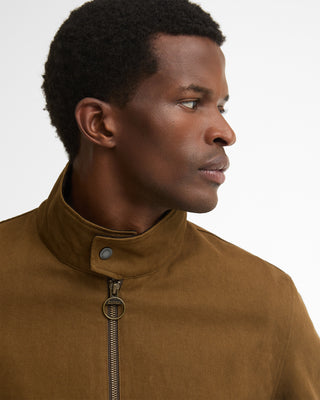 Fabric and trim detail on the Barbour Dark Sand Cordford Casual Jacket.