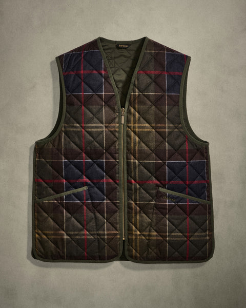Barbour Tartan Icons Liner Classic Vest styled in the Barbour autumn winter 2026 campaign.
