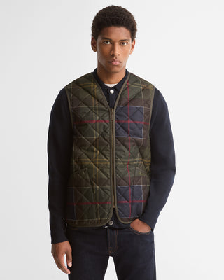 Barbour Tartan Icons Liner Classic Vest worn by a model.