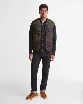 Barbour Tartan Icons Liner Classic Vest worn by a model, full length view.