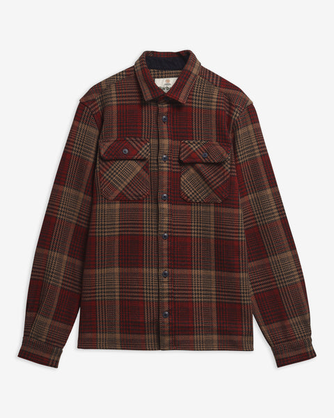 Barbour Red Check Millom Shirt shown on a white background, front view.