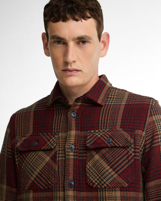Fabric and trim detail on the Barbour Red Check Millom Shirt.