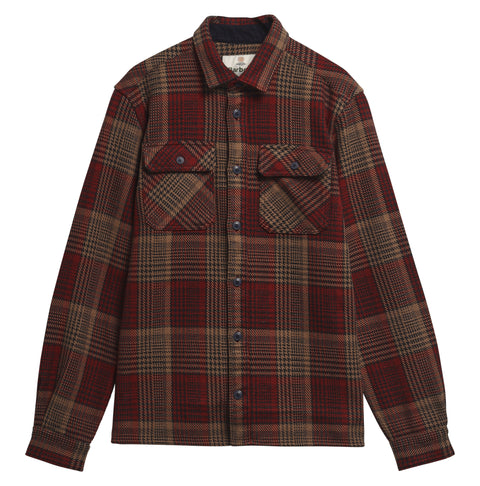 Barbour Red Check Millom Shirt shown on a white background, alternate view.