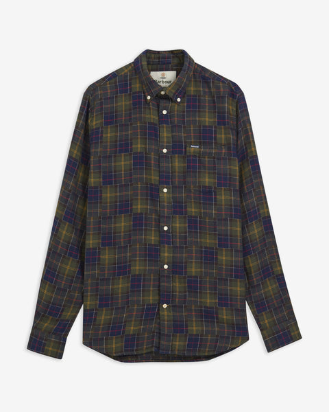 Barbour Tartan Sault Button Down Shirt shown on a white background, front view.