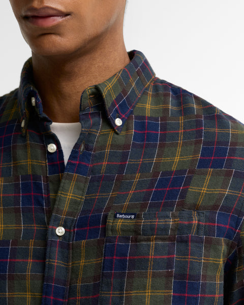 Fabric and trim detail on the Barbour Tartan Sault Button Down Shirt.