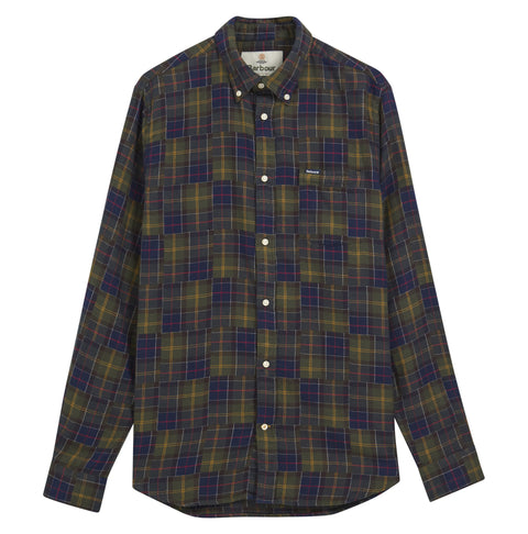Barbour Tartan Sault Button Down Shirt shown on a white background, alternate view.