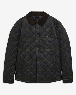 Barbour Shadow Tartan Quilt Overshirt shown on a white background, front view.