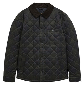 Barbour Shadow Tartan Quilt Overshirt shown on a white background, alternate view.