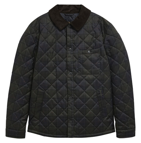 Barbour Shadow Tartan Quilt Overshirt shown on a white background, alternate view.