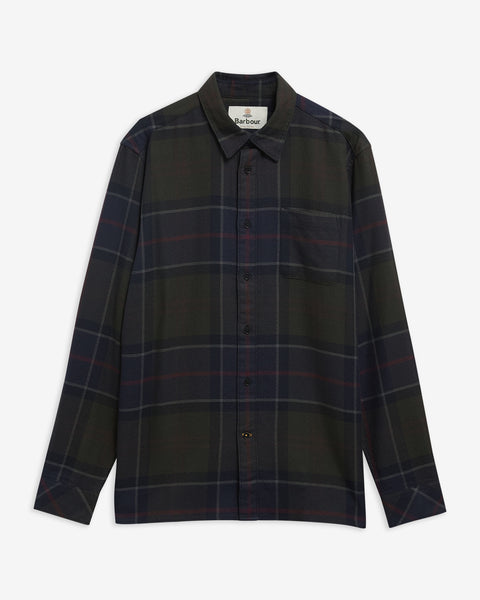 Barbour Tan Shadow Check Bourne Shadow Shirt shown on a white background, front view.