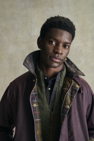Barbour Tan Shadow Check Bourne Shadow Shirt styled in the Barbour autumn winter 2026 campaign.