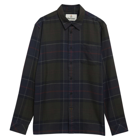 Barbour Tan Shadow Check Bourne Shadow Shirt shown on a white background, alternate view.