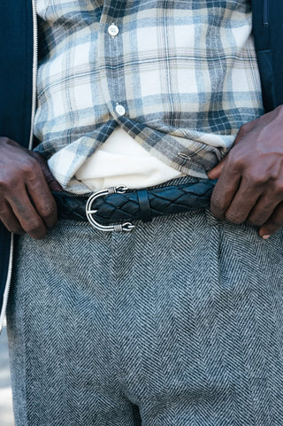 Anderson's Black Hand Braided Leather Belt — on-model styling