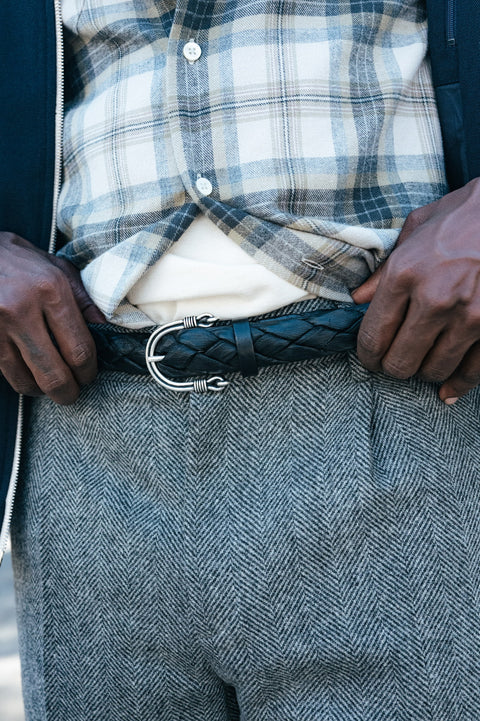 Anderson's Black Hand Braided Leather Belt — on-model styling