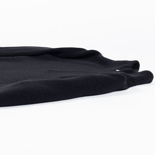 Gran Sasso Black Merino Wool Half-Zip Pullover - Made in Italy (buttonhole detail)