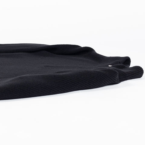 Gran Sasso Black Merino Wool Half-Zip Pullover - Made in Italy (buttonhole detail)