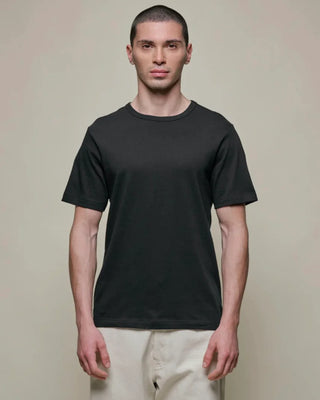 Merz b. Schwanen Deep Black 1950s Loopwheeled Lightweight T-Shirt - Cotton, Jersey, Knit, Made In Germany - Alternate View