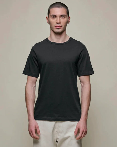 Merz b. Schwanen Deep Black 1950s Loopwheeled Lightweight T-Shirt - Cotton, Jersey, Knit, Made In Germany - Alternate View