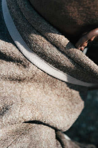 De Bonne Facture Ash Brown Bookstore Jacket, boiled wool surface detail