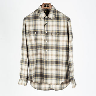 De Bonne Facture Grey Camargue Check Brushed Cotton Artist Shirt — Made in Portugal