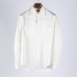De Bonne Facture White Cotton & Hemp Gabardine Artist Shirt — Made in Portugal