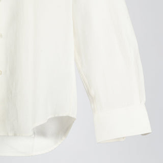 De Bonne Facture White Cotton & Hemp Gabardine Artist Shirt - Made in Portugal (buttonhole detail)