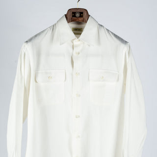 De Bonne Facture White Cotton & Hemp Gabardine Artist Shirt - Made in Portugal (sleeve detail)
