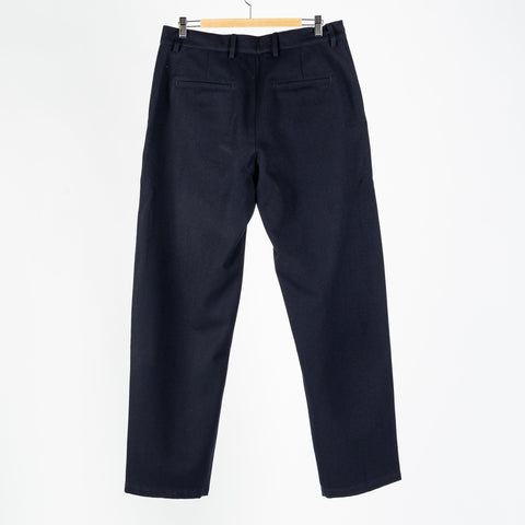 De Bonne Facture Navy Water Repellent Wool Balloon Trousers (fabric detail)