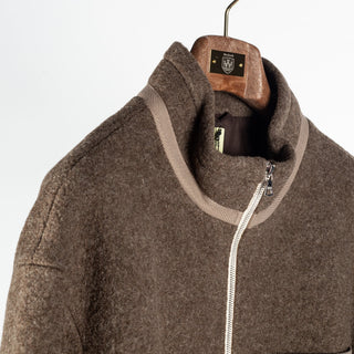 De Bonne Facture Ash Brown Boiled Wool Bookstore Jacket (side profile)
