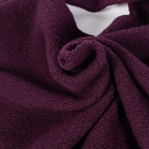 De Bonne Facture Plum Bouclé Wool Crew Neck Jumper (collar detail)