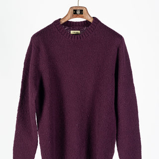 De Bonne Facture Plum Boucl� Wool Crew Neck Jumper - Made in Italy (sleeve detail)