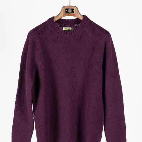 De Bonne Facture Plum Boucl� Wool Crew Neck Jumper - Made in Italy (sleeve detail)