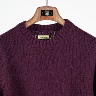 De Bonne Facture Plum Boucl� Wool Crew Neck Jumper - Made in Italy (hem detail)