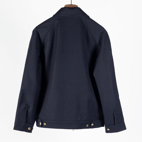 De Bonne Facture Navy Water Repellent Wool Driver's Jacket (fabric detail)