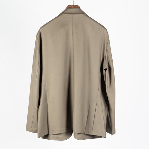De Bonne Facture Vert-de-Gris Super 130's Merino Writer's Jacket - Made in France (lapel detail)