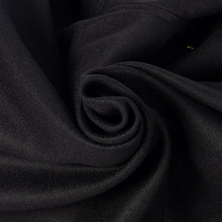 Black melton wool Flyer's Club Jacket with black mouton collar, melton wool close-up