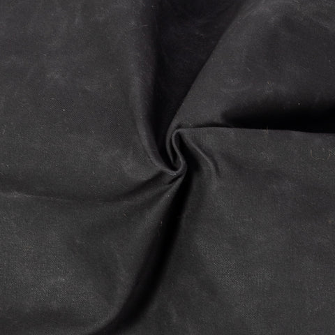 Black/Kodiak waxed canvas N-1 Deck Jacket with brown Kodiak mouton collar, waxed canvas close-up