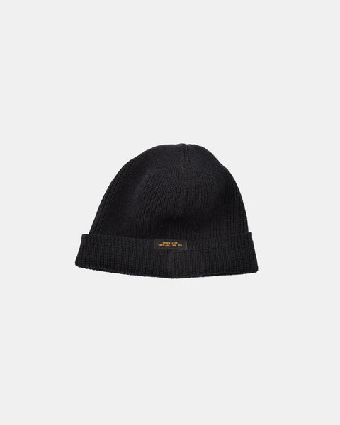 Dehen 1920 Black Black Wool Knit Watch Cap (front)