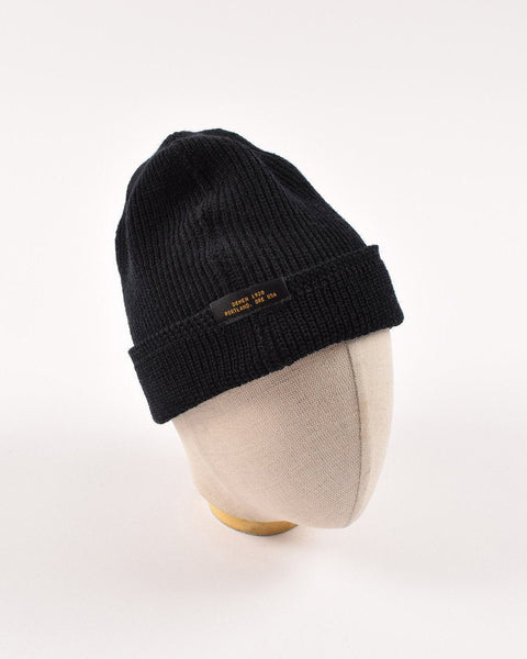 Dehen 1920 Black Black Wool Knit Watch Cap (side)
