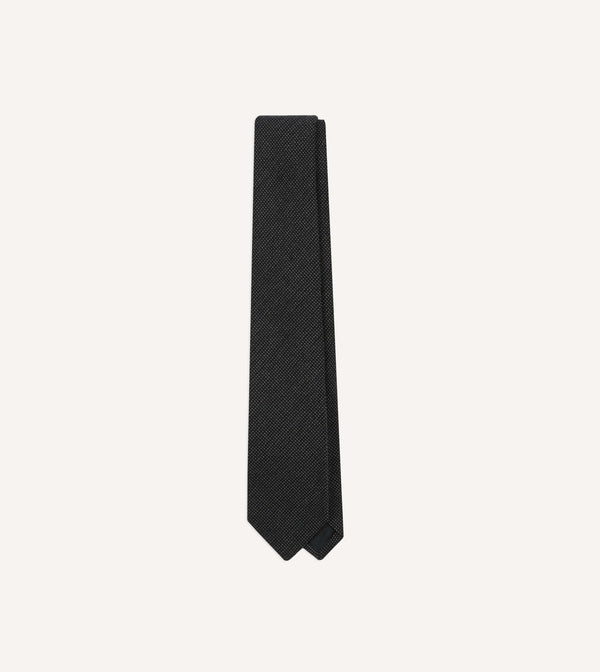 Navy & Grey Oxford Weave Wool Silk Tie