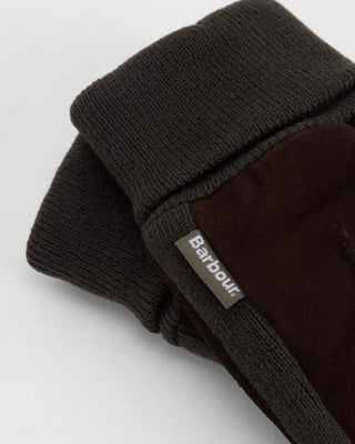 Barbour Brown Magnus Gloves - Leather, Polyester, British, Ribbed - Detail View